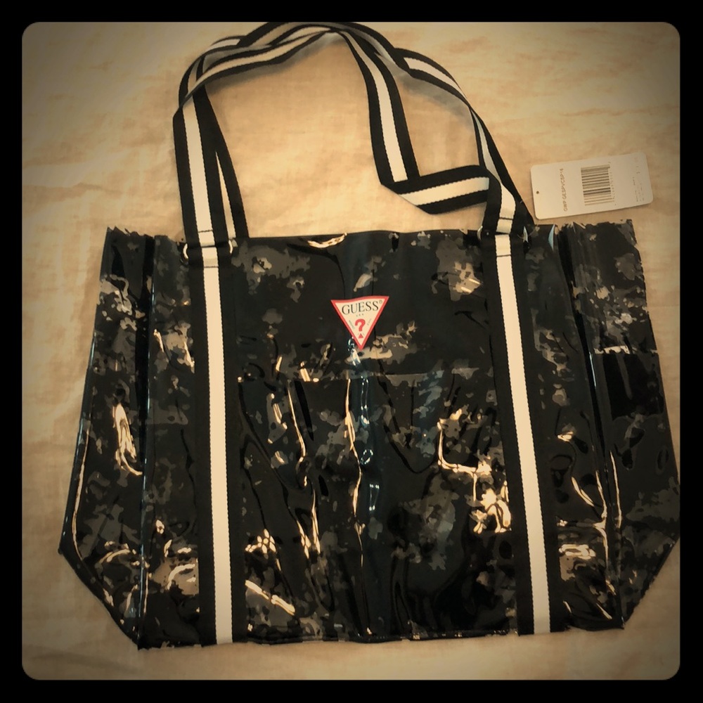 Guess clear plastic beach shopping tote NWT